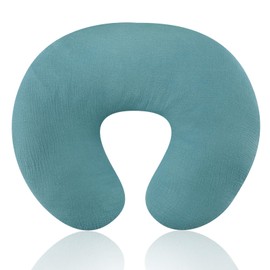 Hooyax Muslin Nursing Pillow Cover, Soft Breathable Feeding Slipcover for Breastfeeding Moms, Stretchy Removable Infant Pillow Cover for Boy and Girls (Blue)