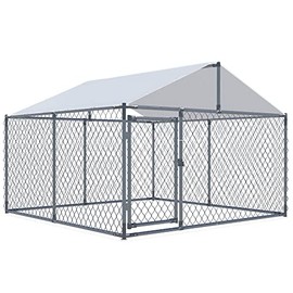 LEISU Dog Kennels Outdoor Large Dog Cage Heavy Duty Dogs House Extra Wide Outside Pet Kennels with Water-Resistant Cover for Back Yard