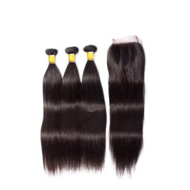 Top Closure Three Bundles Silky Straight (14", 16", 18")
