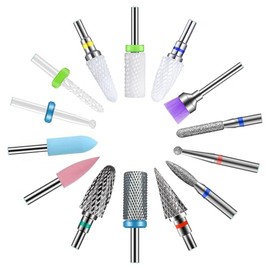 Homeet 7 Piece Ceramic Nail Cutter Bits for Beginners, Grinding Wheel Grinding Head Nail Cutter Set for Gel Nails for Manicure Pedicure Cuticle Nail Care White Ceramic