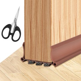 Alovez Draught Excluder for Doors 100 cm, Door Draught Excluder Door Floor Seal Door Seal Bottom with Door Brush and Scissors for 3.5-5.5 cm Thick Doors and Gap Bottom of 0.3-2 cm (Brown)