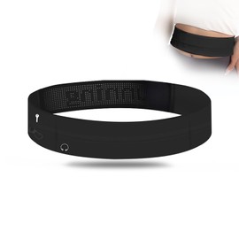 Running Belts for Women Men, Flip Running Belt Internal Key Clip, Ultra Light Fitness Waistpacks, Waterproof Running Waist Pack, Slim Waistband Adjustable Waist Belt for Women Men Running Black