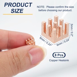 PATIKIL Copper Heatsink 6x6x5mm, 8 Pcs Heat Sink Cooler Radiator for Raspberry Pi Chip CPU Power Transistor FET IC Power Amplifier