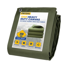 Heavy Duty Canvas Tarp 10x12ft, 12oz (350 GSM) Cotton Canvas Water-Resistant Tarp with Rustproof Grommets, Tear-Resistant Outdoor Cover for Wood Piles, Camping, Trailer & Equipment (10x12ft)