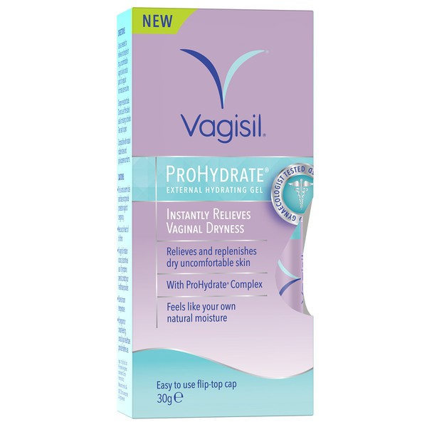 VAGISIL ProHydrate External Hydrating Gel, Intantly Relieves Vaginal Dryness Daily with Hyaluronic Acid to Hydrate and Retain Moisture, Hormone Free, 30 g