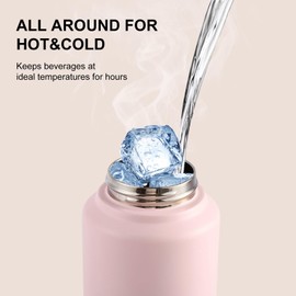 Double Wall Vacuum Insulated Tumbler - Stainless Steel Water Bottle with Dual Spout for Hot & Cold Drinks, BPA-Free, Leak-Proof, Fits Car Cup Holders (Keeps Hot 12H/Cold 24H) (Blush, 40oz)