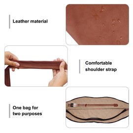 DONGKER Archery Bow Bag, 60" Long Traditional Bow Case PU Leather Bow Storage Bag for Longbow Horse Bow