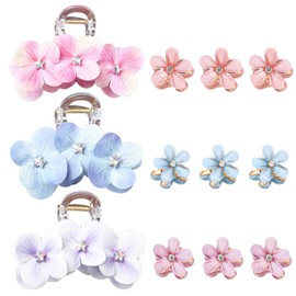 Monattrod 12Pcs Flower Hair Clips for Women, Claw Clips for Thick and Thin Hair, Small and Large Hair Clips, Cute Claw Clips for Girls, Strong Hold Nonslip Flower Hair Accessories