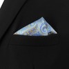 SHLAX&WING Men's Paisley Pattern Silk Ultra Large Blue Pocket Square