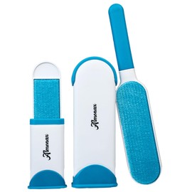 Almonax Pet Hair Removal Tool, Lint Remover Brush, Dog Hair Remover, Clothes, Couches, Furniture Lint Brush, Double-Sided Brush with Self-Cleaning Base, Better Than Lint Rollers for Pet Hair (Blue)