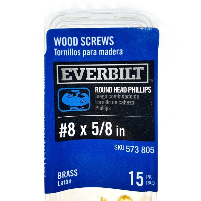 15 pcs Phillips Drive Brass Wood Screws #8 x 5/8
