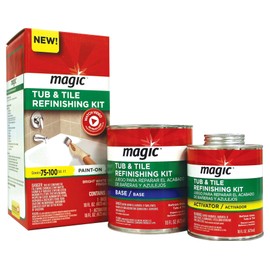 MAGIC 3124 Tub and Tile Refinishing Kit - Bright White - Paint On - Works On Ceramic Porcelain Acrylic Fiberglass Surfaces