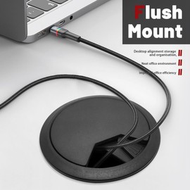 Cable Grommet Desk 60 mm Cable Pass Black Table Feed-Through Plastic Cable Box with Hole Saw Cable Ties Table Cable Guide for Table Office Worktops Pack of 10