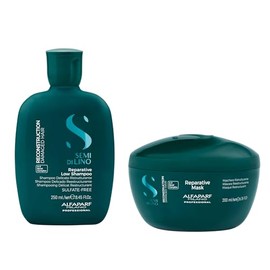 Alfaparf Milano Semi di Lino Reconstruction Reparative Shampoo and Mask Set - Sulfate Free Shampoo and Hair Mask for Damaged Hair - Repairs, Reconstru