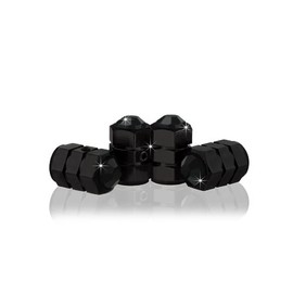 JR2 Bling Anti-Theft Locking System Black(BK-BC) Crystal Metal Black Tire Rim Valve Stem Cap