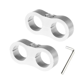 JNNJ 2 PCS AN6 Separator Aluminum Clamp, Hose Separator Clamp Fuel Line Mounting Clamp Aluminum, Fuel Line Mounting Clamps Suitable for Fuel Hose, Gas Oil Hose, Brake Line, Water Pipe(Silver)
