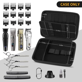 Boobowl Hard Travel Case for Hair Clippers, Hair Cutting Barber Supplies Organizer Bag, Trimmer Storage Holder for Ufree/for Wahl/for Andis Men Razor Guard Grooming Kits -Black