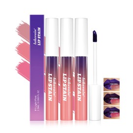 JIMYAUQIN 3Pcs Metallic Lip Stain, Purple and Pink Ombre, Long-Lasting Liquid Lipstick, 0.09 fl oz