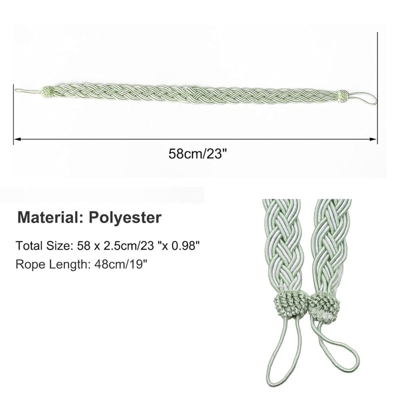 1 Pair Curtains Tie Back Rope,Green Curtain Tie Backs for