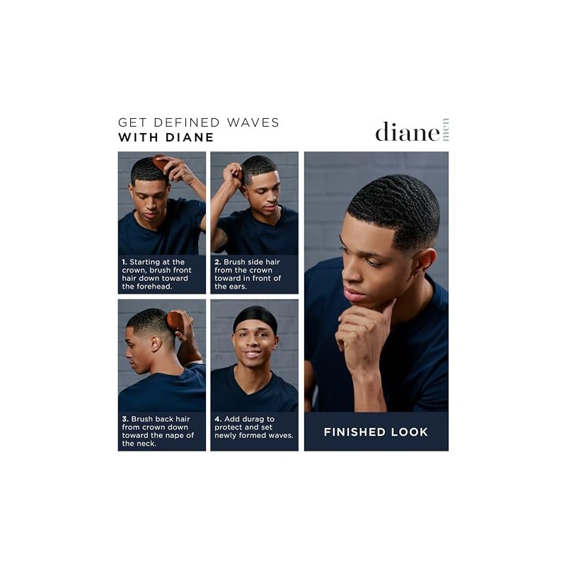 Diane D8114 Cepillo de cerdas de jabalí para hombres, negro,