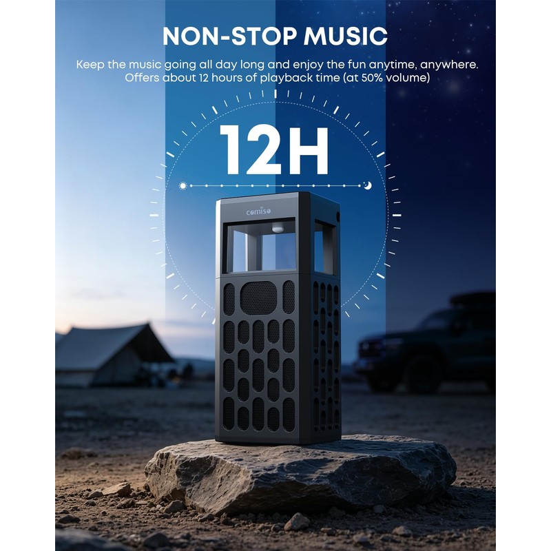 30W Portable Bluetooth Speaker, Deep Bass, IPX6 Waterproof, LED Lights
