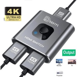 DBHYPE Bi Directional 4K HDMI 2.0 Cable Switcher Splitter HUB 2 in 1 out and 1 in 2 out