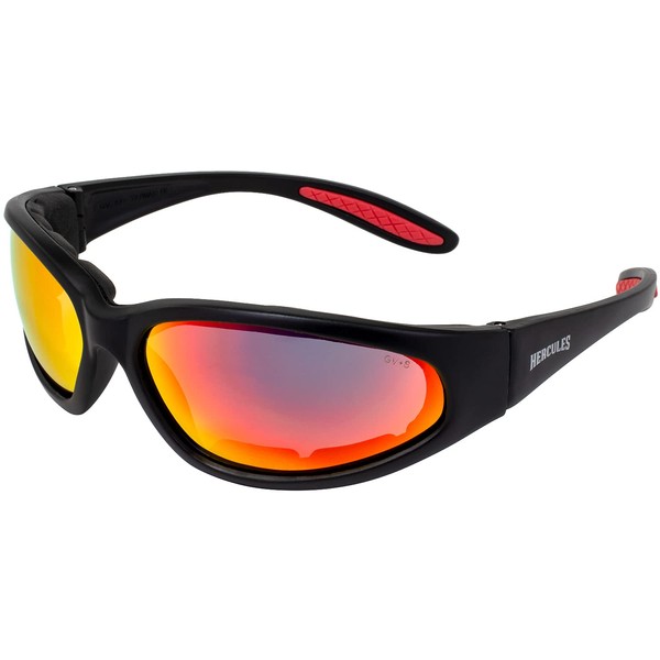 Global Vision Hercules Plus Safety Sunglasses Matte Black Frames Red
