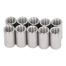 Pack of 10 M12 x 1.75-Pitch 30mm Length Round Coupling Nut 304 Stainless Steel Female Fully Threaded