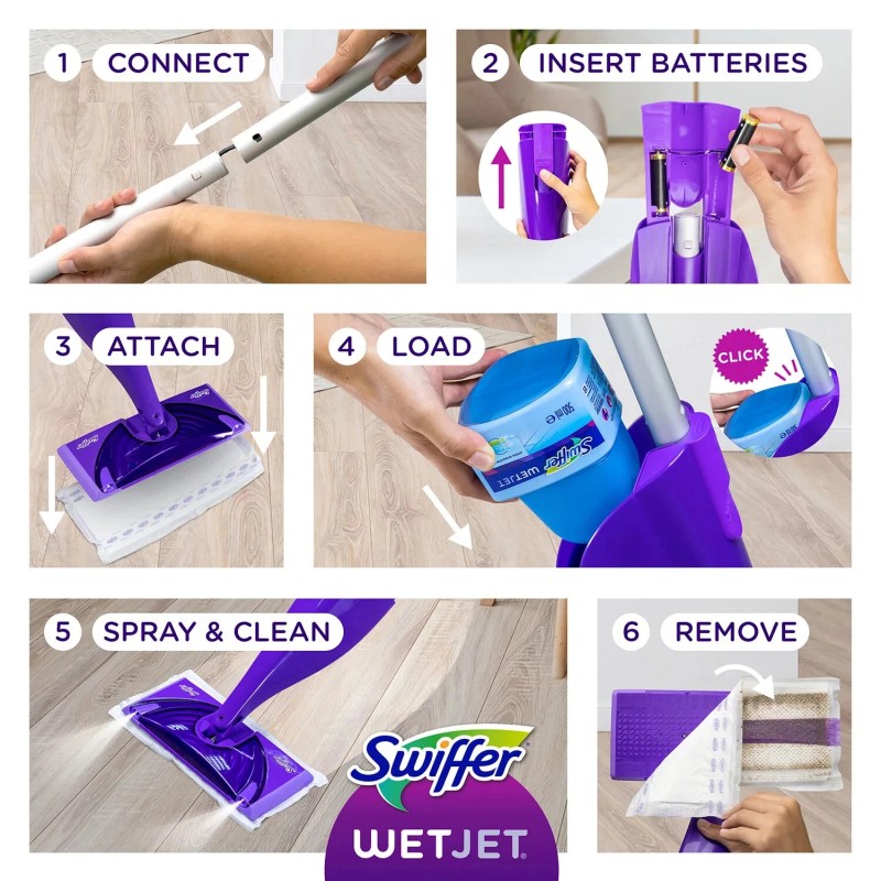 Swiffer WetJet Refill Pack – 32 Pads + 2 Cleaner