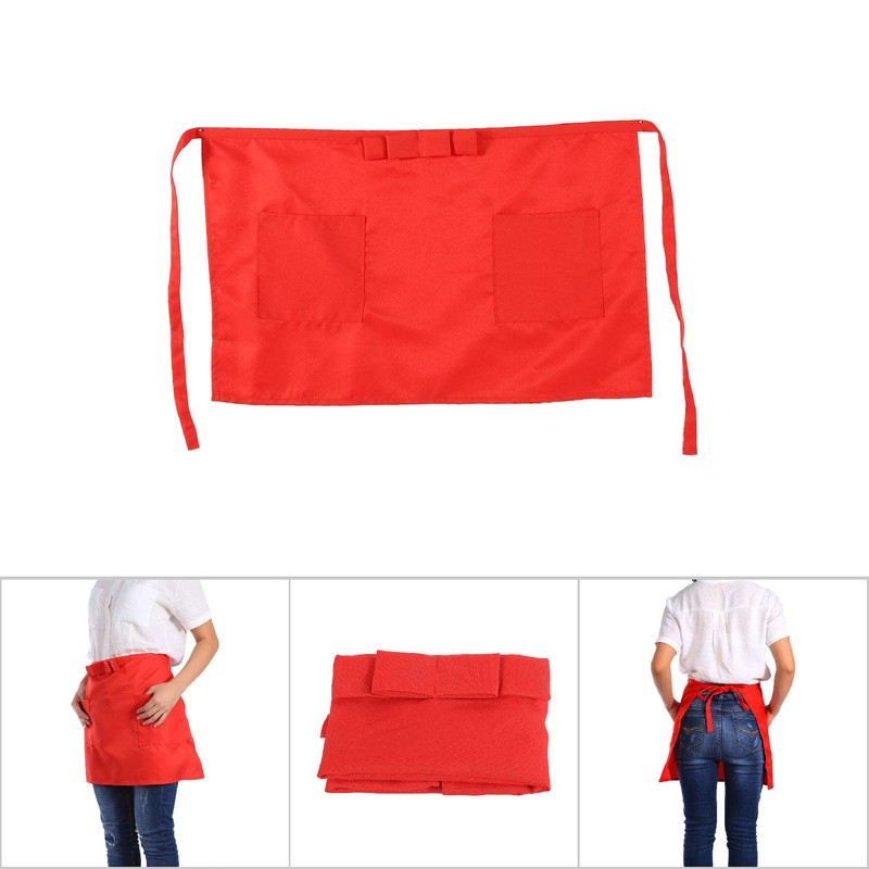 Jenngaoo 3-Pack Waist Aprons for Women Men, Red, Kitchen Restaurant