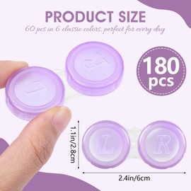 Phyyixs 180 Pack Contact Lens Cases Bulk, Transparent Cute Contact Lens Case for Home & Travel, 6 Color (180)