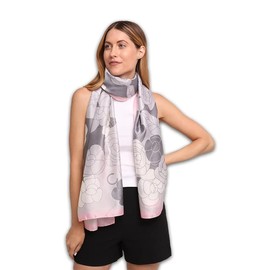 Trillion London® Silk Scarf| Pink & Grey Scarf | Silk Neck Scarf For Women | Lightweight Scarves for Ladies | Shawl Wraps | Suitable for Gifting | Smooth Soft Finish | Size - 180cm*90cm