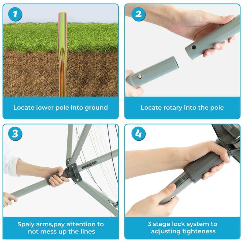 JS HANGER Collapsible 4-arm Rotary Outdoor Umbrella Drying Rack Metal