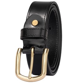 TYWestyles 1.3‘' Womens Leather Belt for Jeans Pants with Gold Buckle