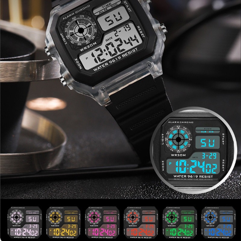 Electronic Sports Watch 12 24 Hours Waterproof Digital Wrist Watch