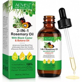 Aceite Capilar 3 en 1 Romero Ricino Negro Batana Tratamiento Anticaída Crecimiento y Reparación Intensiva Cabello Mujer Hombre Tratamiento Capilar Natural