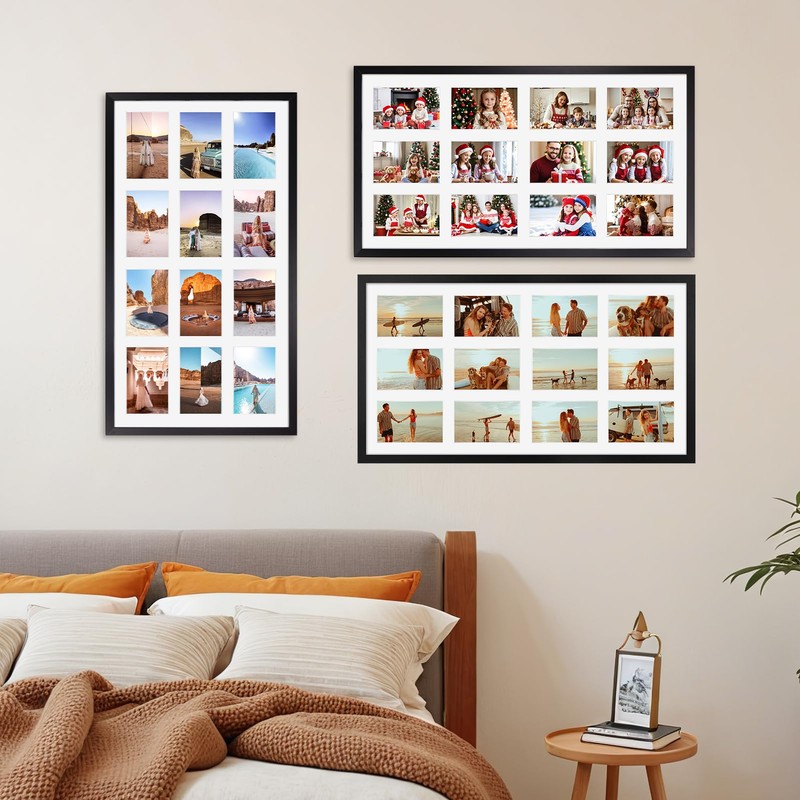 QUTREY 12 Opening Collage Picture Frame 4x6, Black Photo Frame