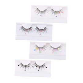 Beavorty 4 Pairs Glitter Sequins False Eyelashes Set for Christmas Year Costumes Cosplay Lashes for Parties Eye Catching Charming Look Easy to Use for Beginners