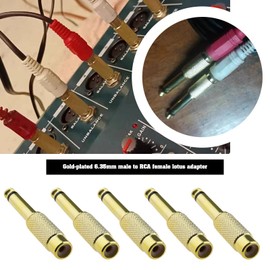 SING F LTD 5PCS RCA to 1/4 Inch Adapter Gold Plated RCA Female to 6.35mm Mono Male Plug Quarter Inch Adapter TS Jack Plug to RCA Audio Connector