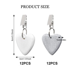 12PCS Tablecloth Weights Hangers Set, Table Cover Weight Table Weights Heart Shape Tablecloth Pendant with Metal Clip Table Cloth Weights for Picnic Family Party Outdoor Garden (White)