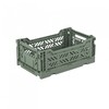 Ay-Kasa Folding Crate, Sturdy Folding Box, Plastic, Stackable, Almond Green,