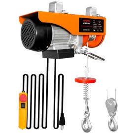 Electric Winch 440Lbs, 110V Electric Hoist with 13ft Remote Control,39.4ft Single Cable Lifting Height & 11.5 Ft Power Cord, Warehouses, Construction Site, Attic