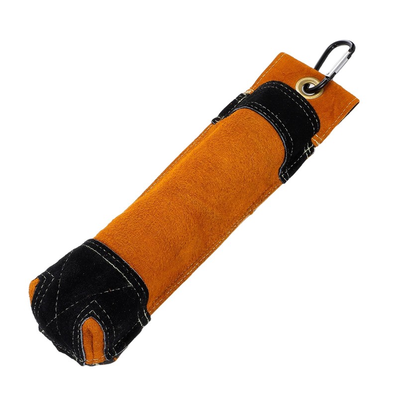 sourcing map Welding Rod Holder Thickened Leather Pouch 9x35cm with