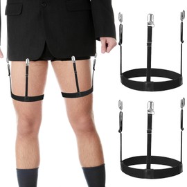 2 Pcs Men's Shirt Stays Adjustable Holder Straps for Men Black Shirt Holders for Tucking, Men's Suspenders for Shirts Stays, Garter and Holder for Securing Shirts Position
