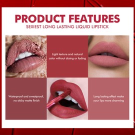 Hongyans Lipstick Set 12 Colours Waterproof Lip Gloss Liquid Matte Lipstick Long-Lasting Liquid Lipstick Makeup Set Gift Set for Women Ladies