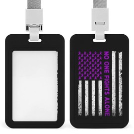 Domestic Violence Prevention Awareness Lanyard for ID Badge Holder ID Card Protector Vertical Name Tags Badge Holder Cover Case for Teacher Nurse Work Office Student Teacher