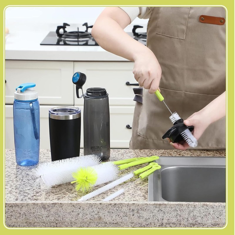 Juego de 8 Cepillos para Limpiar Botellas, Cepillo para Lavar