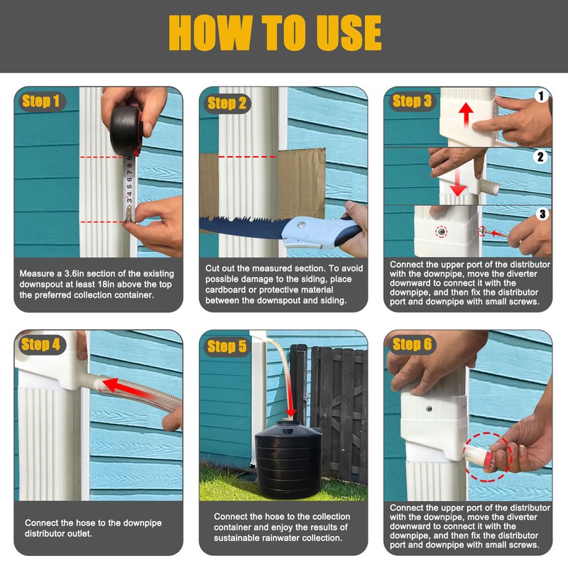 Rainwater Collection System Professional UV Resistant Downspout Diverter Kit for