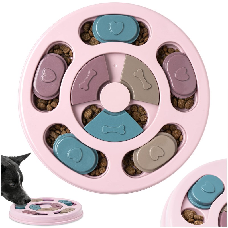 Educational Toy for Dogs, Pink, Interactive Game for Treats, Slow