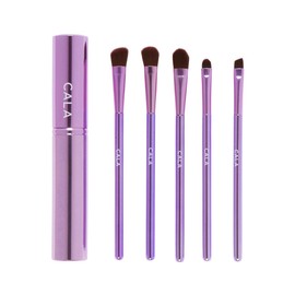 Cala Juego de brochas esenciales para ojos de color rosa metálico, 5 unidades, 5 unidades